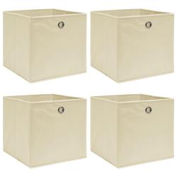 Bo&icirc;tes de rangement 4 pcs Cr&egrave;me 32x32x32 cm Tissu