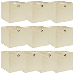 Bo&icirc;tes de rangement 10 pcs Cr&egrave;me 32x32x32 cm Tissu