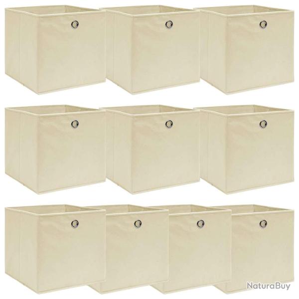 Bo�tes de rangement 10 pcs Cr�me 32x32x32 cm Tissu