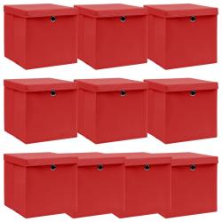 Bo&icirc;tes de rangement et couvercles 10 pcs Rouge 32x32x32cm Tissu