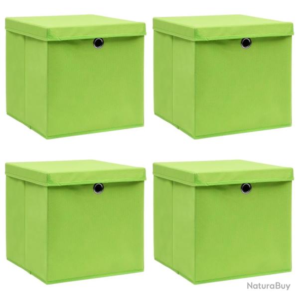Bo�tes de rangement avec couvercles 4 pcs Vert 32x32x32cm Tissu