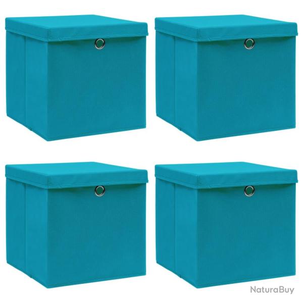 Bo�tes de rangement et couvercles 4 pcs Bleu 32x32x32 cm Tissu