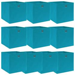 Bo&icirc;tes de rangement 10 pcs Bleu azur&eacute; 32x32x32 cm Tissu