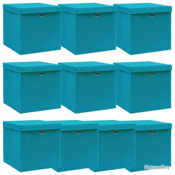 Bo�tes de rangement et couvercles 10 pcs Bleu 32x32x32 cm Tissu