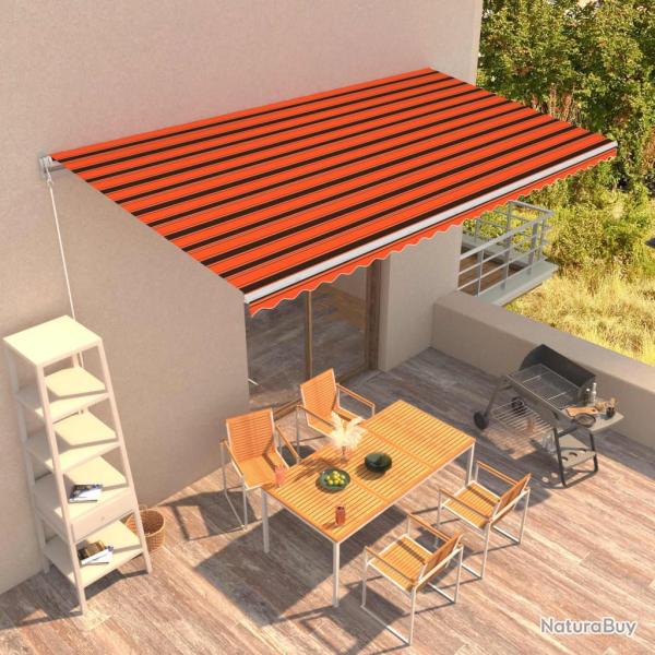 Auvent manuel r�tractable 600x300 cm Orange et marron