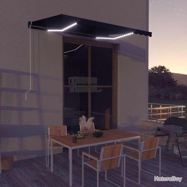 Auvent manuel r�tractable avec LED 350x250 cm Anthracite