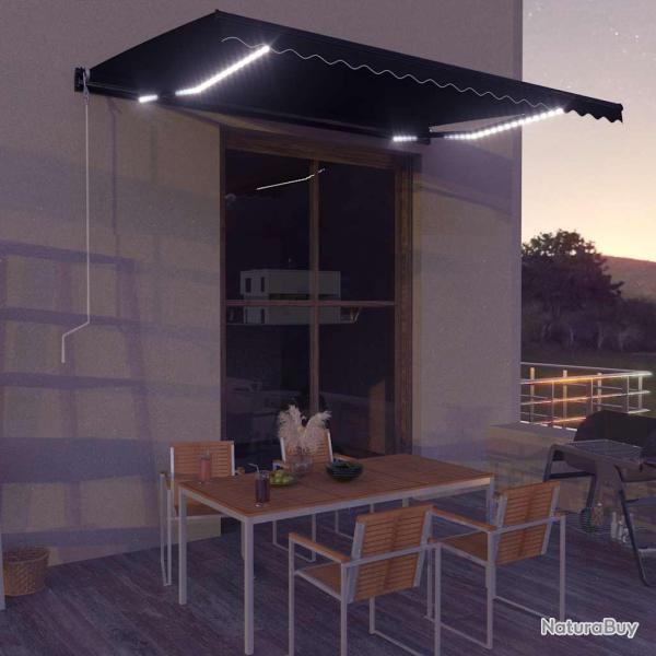 Auvent manuel r�tractable avec LED 450x300 cm Anthracite