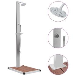 Douche d'ext&eacute;rieur avec receveur de douche WPC Acier inoxydable