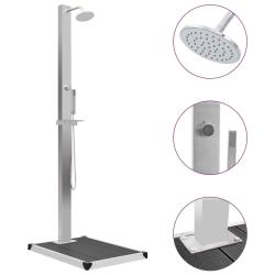Douche d'ext&eacute;rieur avec receveur de douche WPC Acier inoxydable