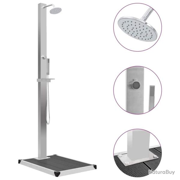Douche d'ext�rieur avec receveur de douche WPC Acier inoxydable