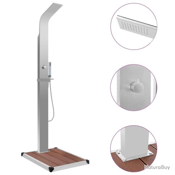 Douche d'ext�rieur avec receveur de douche WPC Acier inoxydable