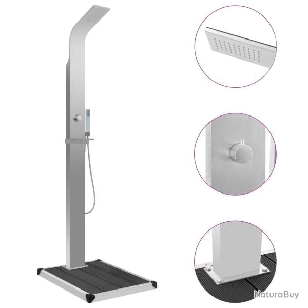 Douche d'ext�rieur avec receveur de douche WPC Acier inoxydable