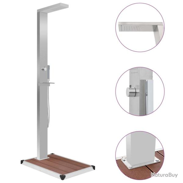 Douche d'ext�rieur avec receveur de douche WPC Acier inoxydable