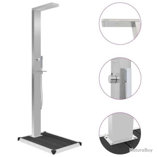 Douche d'ext�rieur avec receveur de douche WPC Acier inoxydable