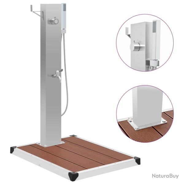 Douche d'ext�rieur avec receveur de douche WPC Acier inoxydable