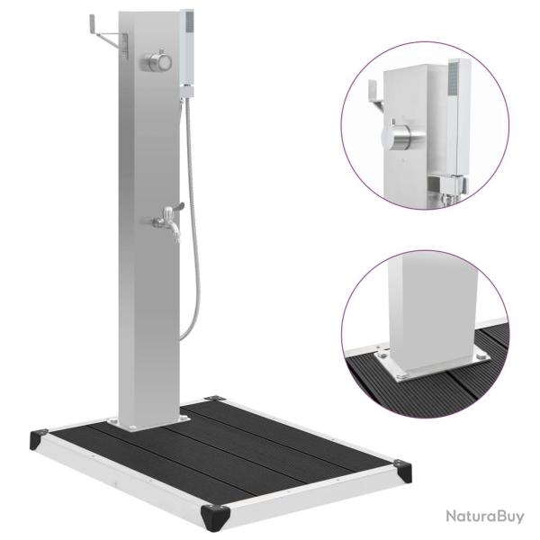 Douche d'ext�rieur avec receveur de douche WPC Acier inoxydable