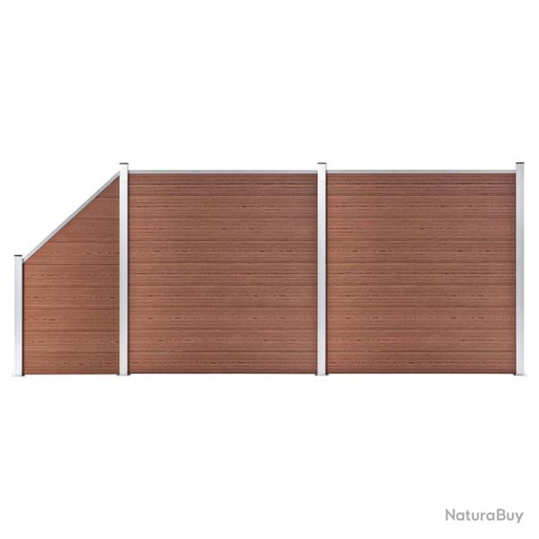 Ensemble de cl�ture WPC 2 Carr� + 1 Inclin� 446 x 186 cm Marron