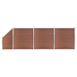 Ensemble de cl&ocirc;ture WPC 3 Carr&eacute; + 1 Inclin&eacute; 619 x 186 cm Marron