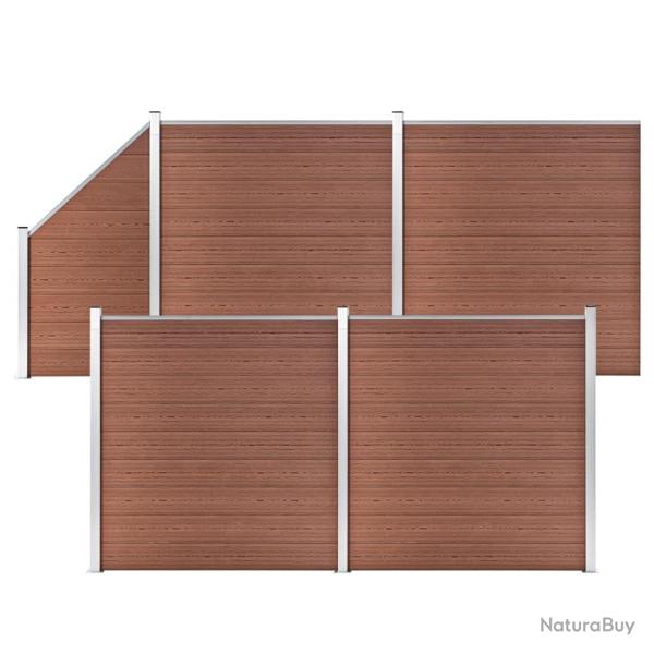 Ensemble de cl�ture WPC 4 Carr� + 1 Inclin� 792 x 186 cm Marron