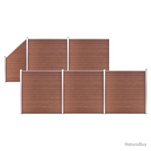 Ensemble de cl�ture WPC 5 Carr� + 1 Inclin� 965 x 186 cm Marron