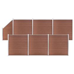 Ensemble de cl&ocirc;ture WPC 6 Carr&eacute; + 1 Inclin&eacute; 1138x186 cm Marron