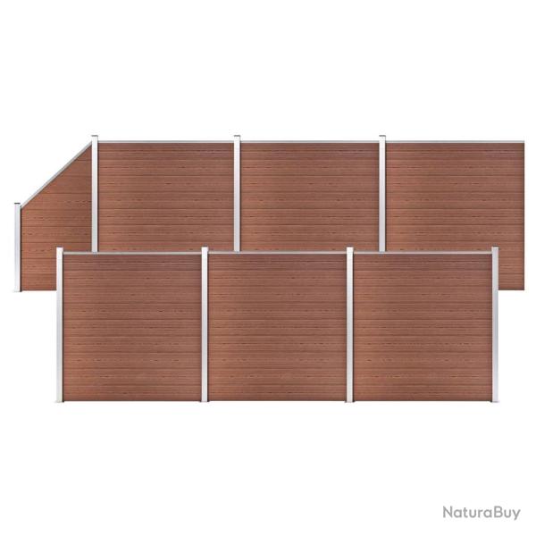 Ensemble de cl�ture WPC 6 Carr� + 1 Inclin� 1138x186 cm Marron