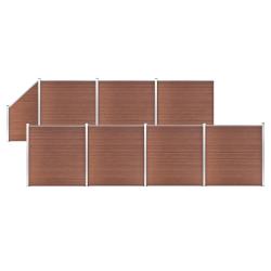 Ensemble de cl&ocirc;ture WPC 7 Carr&eacute; + 1 Inclin&eacute; 1311x186 cm Marron