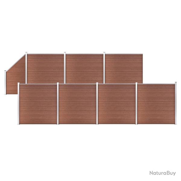 Ensemble de cl�ture WPC 7 Carr� + 1 Inclin� 1311x186 cm Marron