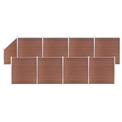 Ensemble de cl&ocirc;ture WPC 8 Carr&eacute; + 1 Inclin&eacute; 1484x186 cm Marron