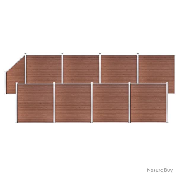 Ensemble de cl�ture WPC 8 Carr� + 1 Inclin� 1484x186 cm Marron