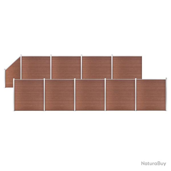 Ensemble de cl�ture WPC 9 Carr� + 1 Inclin� 1657x186 cm Marron