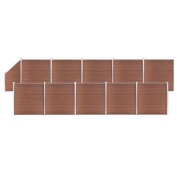 Ensemble de cl&ocirc;ture WPC 10 Carr&eacute; + 1 Inclin&eacute; 1830x186 cm Marron