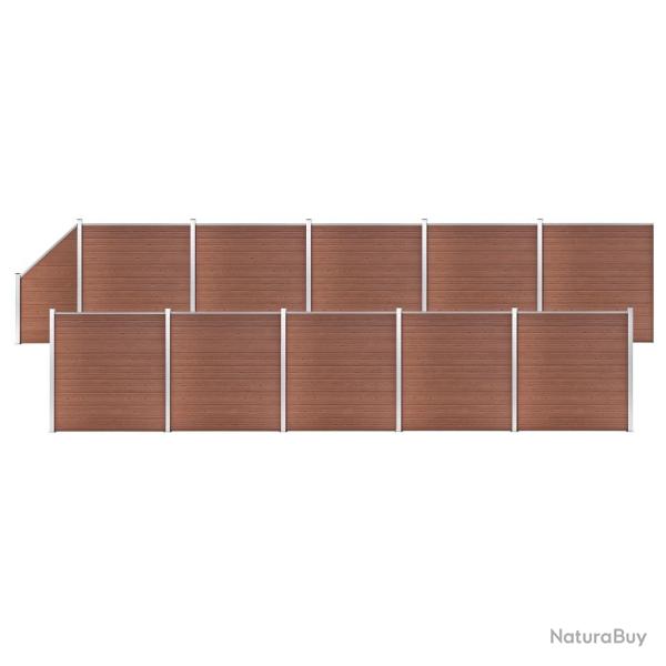 Ensemble de cl�ture WPC 10 Carr� + 1 Inclin� 1830x186 cm Marron