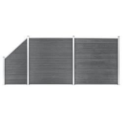 Ensemble de cl&ocirc;ture WPC 2 Carr&eacute; + 1 Inclin&eacute; 446 x 186 cm Gris