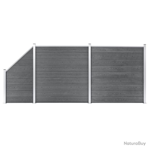 Ensemble de cl�ture WPC 2 Carr� + 1 Inclin� 446 x 186 cm Gris