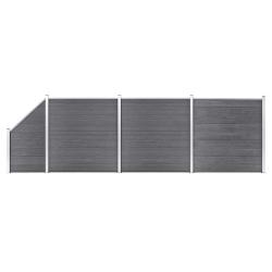 Ensemble de cl&ocirc;ture WPC 3 Carr&eacute; + 1 Inclin&eacute; 619 x 186 cm Gris