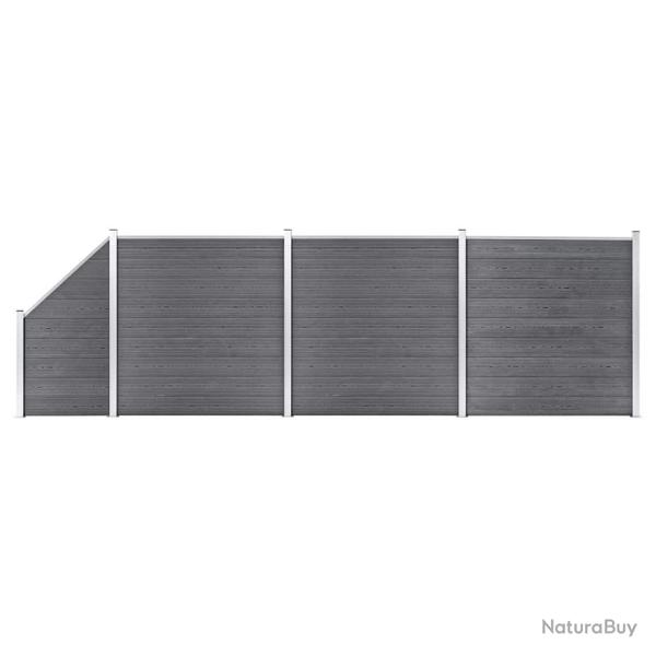 Ensemble de cl�ture WPC 3 Carr� + 1 Inclin� 619 x 186 cm Gris