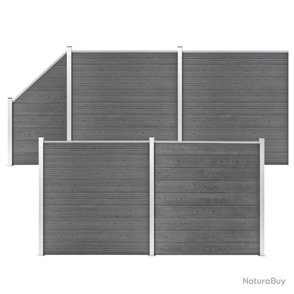 Ensemble de cl�ture WPC 4 Carr� + 1 Inclin� 792 x 186 cm Gris