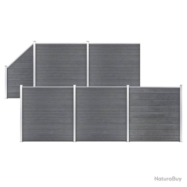 Ensemble de cl�ture WPC 5 Carr� + 1 Inclin� 965 x 186 cm Gris
