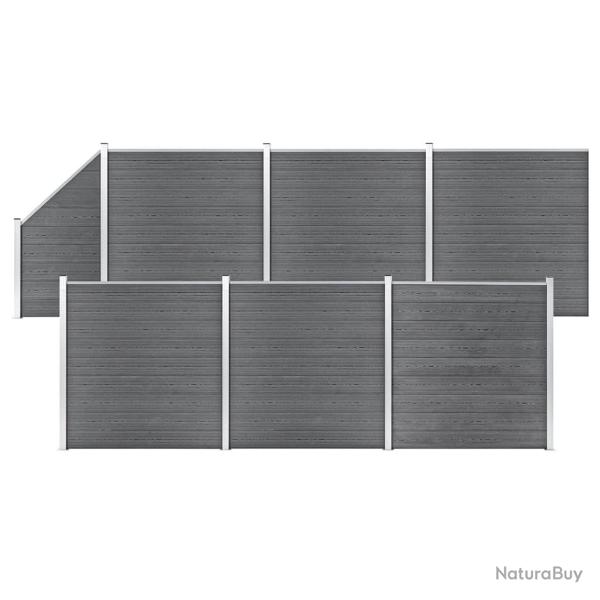 Ensemble de cl�ture WPC 6 Carr� + 1 Inclin� 1138x186 cm Gris