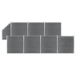 Ensemble de cl&ocirc;ture WPC 7 Carr&eacute; + 1 Inclin&eacute; 1311x186 cm Gris
