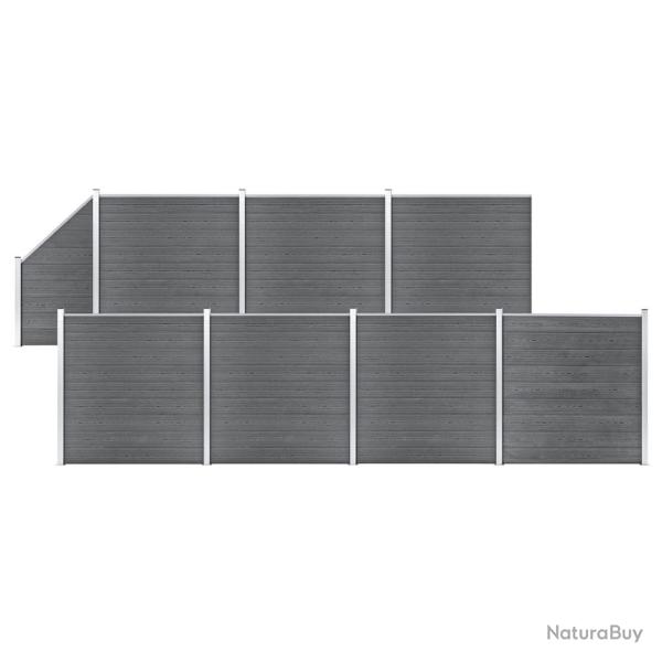 Ensemble de cl�ture WPC 7 Carr� + 1 Inclin� 1311x186 cm Gris