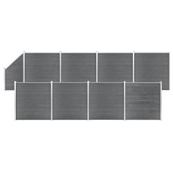 Ensemble de cl&ocirc;ture WPC 8 Carr&eacute; + 1 Inclin&eacute; 1484x186 cm Gris