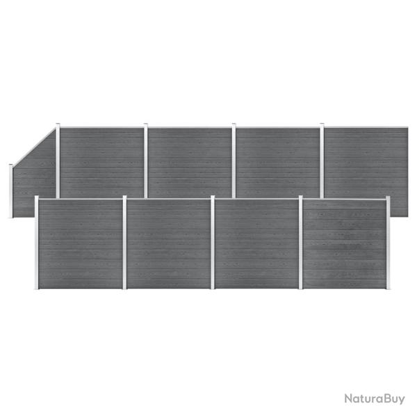 Ensemble de cl�ture WPC 8 Carr� + 1 Inclin� 1484x186 cm Gris