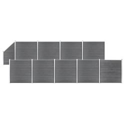Ensemble de cl&ocirc;ture WPC 9 Carr&eacute; + 1 Inclin&eacute; 1657x186 cm Gris