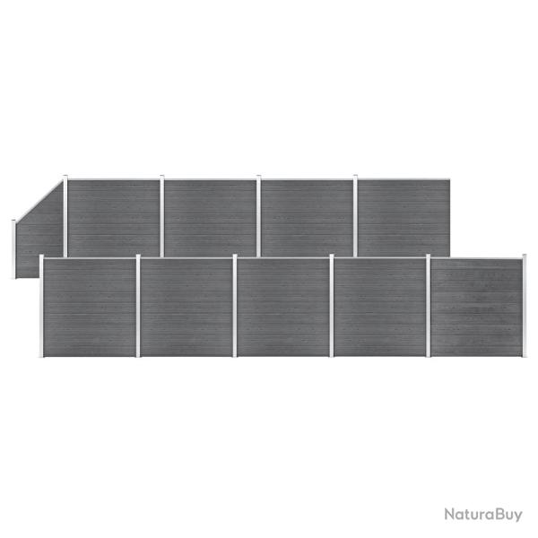 Ensemble de cl�ture WPC 9 Carr� + 1 Inclin� 1657x186 cm Gris