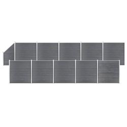 Ensemble de cl&ocirc;ture WPC 10 Carr&eacute; + 1 Inclin&eacute; 1830x186 cm Gris