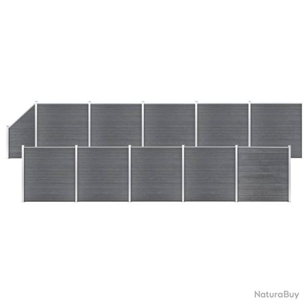 Ensemble de cl�ture WPC 10 Carr� + 1 Inclin� 1830x186 cm Gris