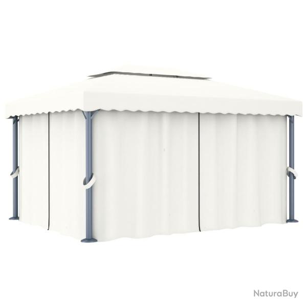 Tonnelle avec rideau 4x3 m Blanc cr�me Aluminium