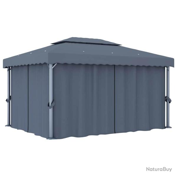 Tonnelle avec rideau 4x3 m Anthracite Aluminium